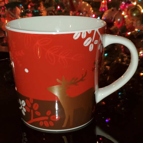 Starbucks Red Deer Reindeer Hot Coffee Mug Winter Christmas Holiday 2009 16 oz - Picture 1 of 6